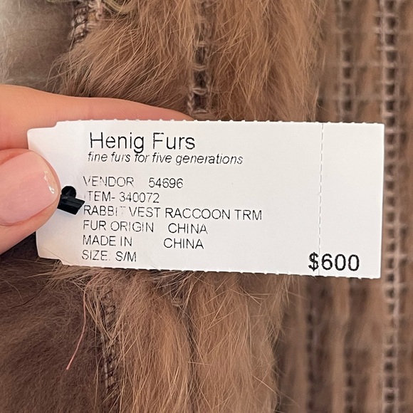 HENIG FURS FINE FUR VEST Taupe Rabbit and Raccoon Fur S/M NWT! - Picture 5 of 10